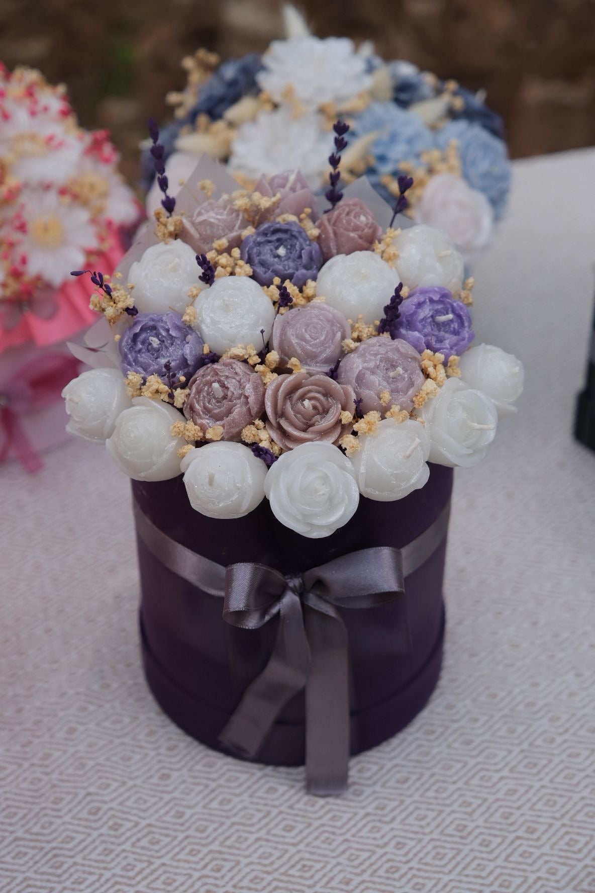 Özel Mor Mum Buketi