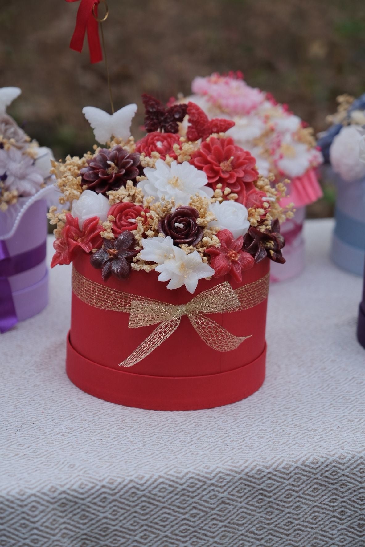 Kırmızı Balon Mum Buketi