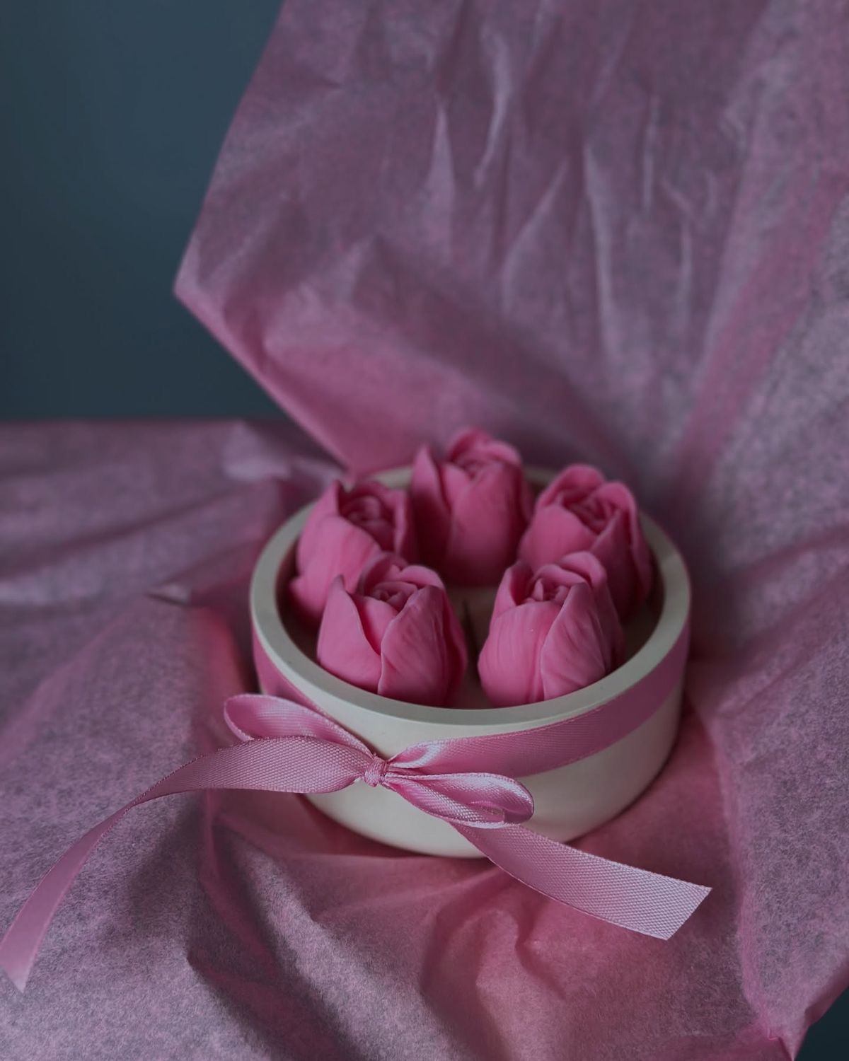 Lale Bahçesi Pembe Mum