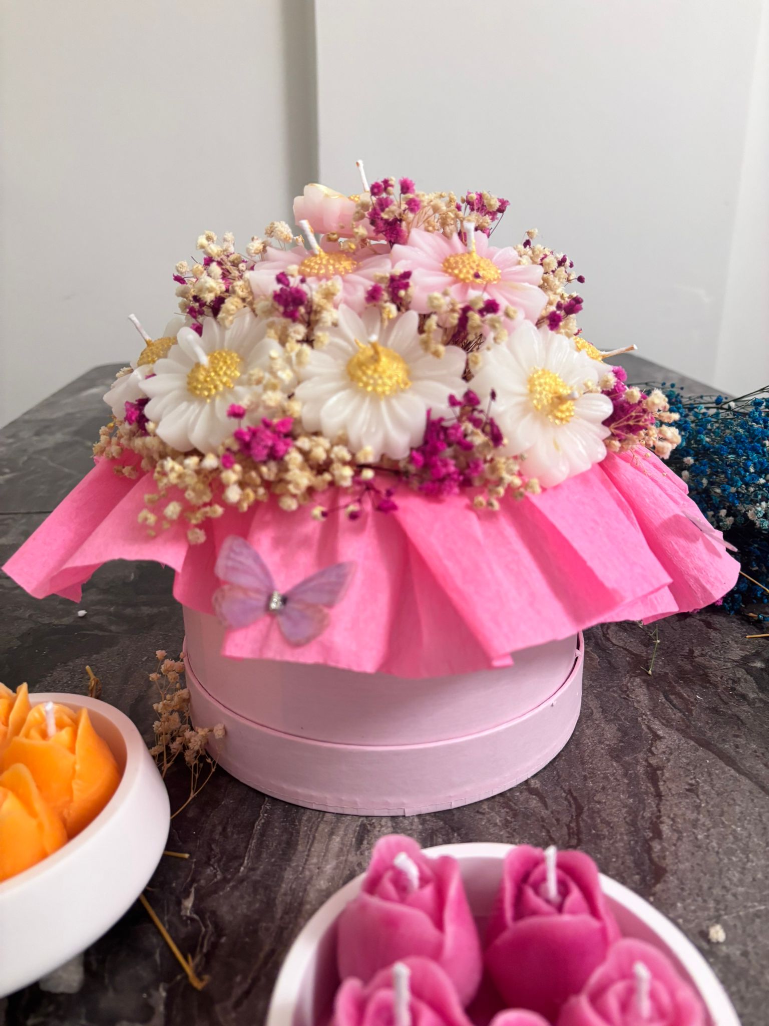 Pembe Beyaz Papatya Buketi