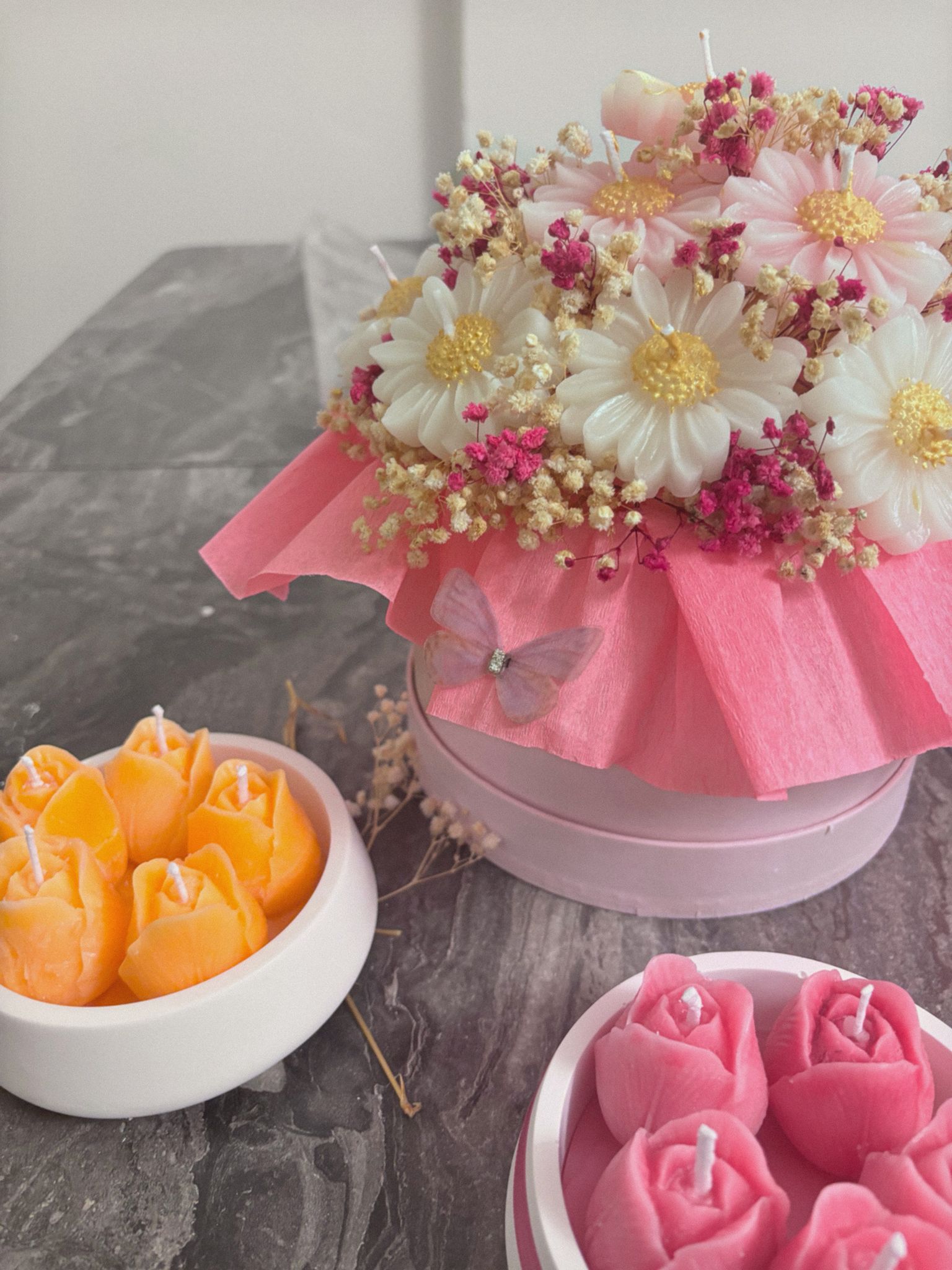 Pembe Beyaz Papatya Buketi