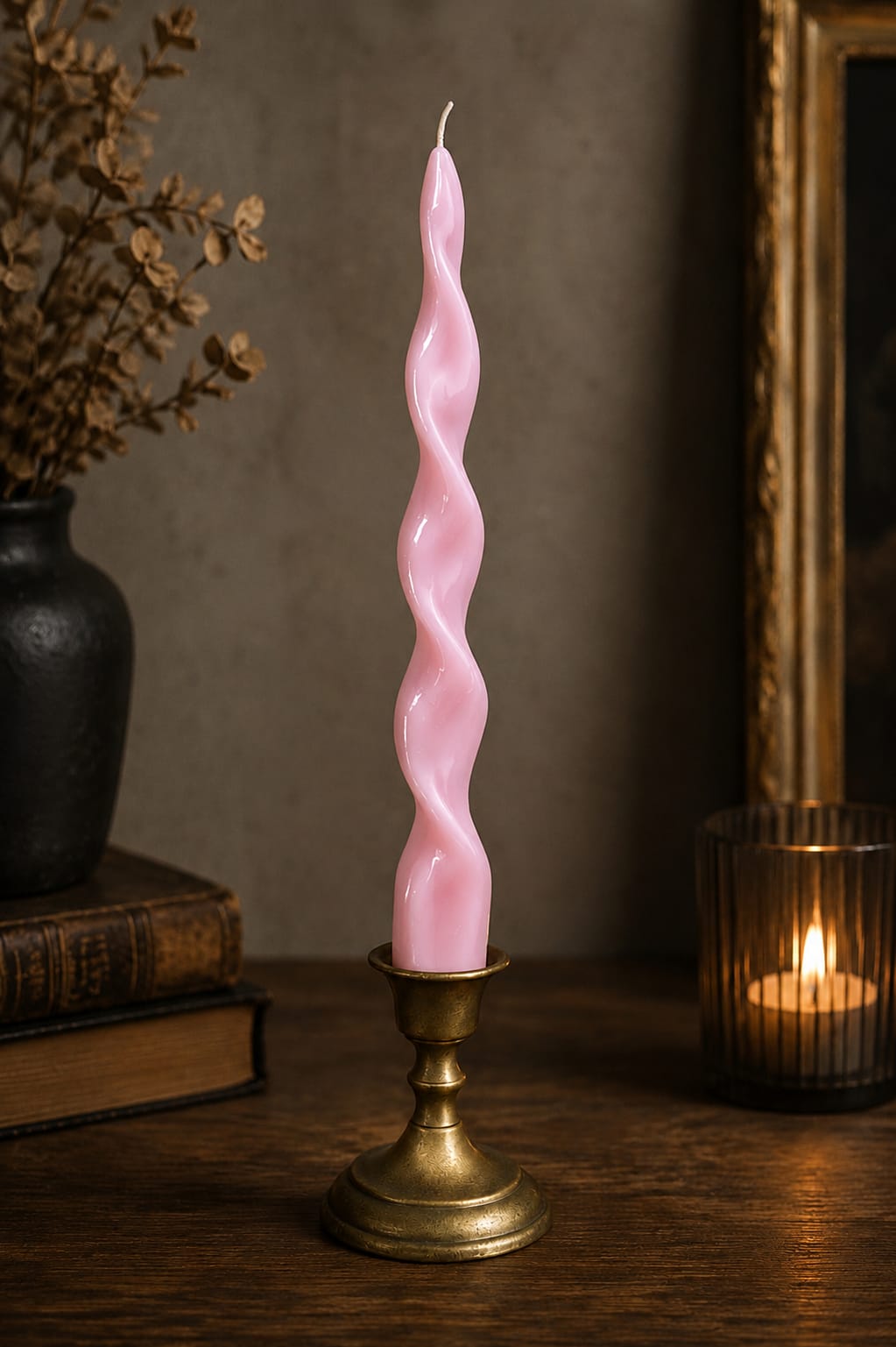Spiral Mum Toz Pembe