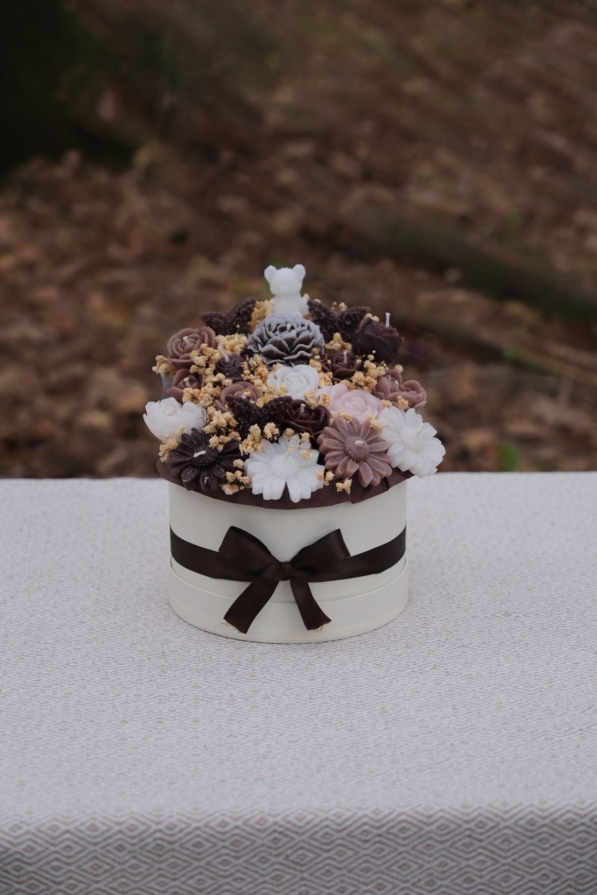 Özel Mum Buketi Kahverengi