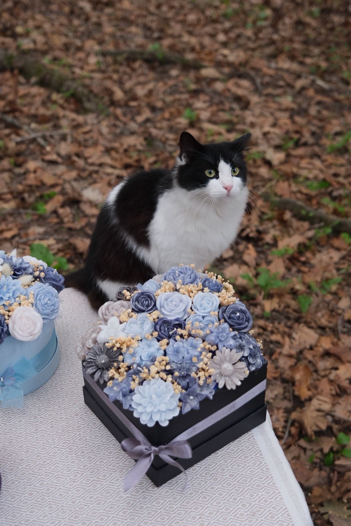 Özel Kare Kutu Mum Buketi